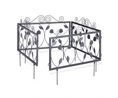 Relaxdays Beetzaun Metall GOTH, Nostalgischer Stil, Beeteinfassung zum Stecken, 4 Zaunelemente 33,5 x 56,5 cm, schwarz