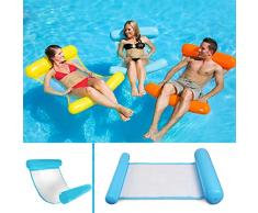Sinwind Aufblasbares Schwimmbett, Wasser-Hängematte 4-in-1Loungesessel Pool Lounge luftmatratze Pool aufblasbare hängematte Pool aufblasbare hängematte für Erwachsene und Kinder (Blue)