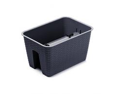 Blumenkasten Balkonkasten Railing Geländerkasten Blumentopf 4 Farben Rattan Optik 2 Größen von rg-vertrieb (400 Anthrazit)