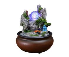 Zen Tischbrunnen,klein Entspannung Wasserspiel,brunnen Mit Led Ball Auf Der Oberseite,tragbar Feng Shui Fountain Drinnen Outdoor Steingarten 8zoll