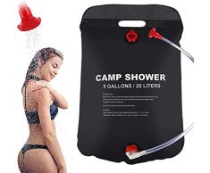 MGRETT Campingdusche Solardusche Tasche, Solar Gartendusche 20 Liter Campingdusche Outdoor Warmwasser Dusche Reisedusche mit Duschkopf, Schlauch, Griffstange und Seil zum Aufhängen (Schwarz)