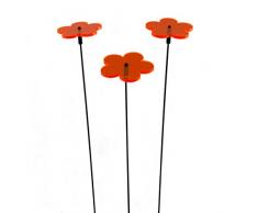 SUNPLAY Sonnenfänger-Blumen in ORANGE, 3 Stück zu je 5 cm Durchmesser im Set + 35 cm Schwingstäbe