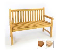 Divero 2-Sitzer Bank Holzbank Gartenbank Sitzbank 120 cm – hochwertiges Teak-Holz A++ unbehandelt massiv – Reine Handarbeit – wetterfest