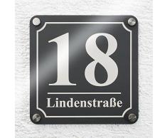 Metzler Hausnummer anthrazit quadratisch Design - inkl. Befestigungsmaterial (Anthrazit)