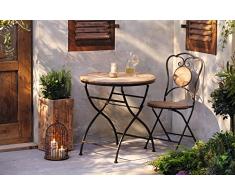 Dekoleidenschaft Gartentisch aus Metall & Holz im Antik Design, klappbar