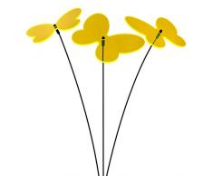 SUNPLAY Sonnenfänger Schmetterlinge Marie in GELB, 3 Stück zu je 10 cm Durchmesser im Set + 35 cm Schwingstäbe