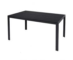 Mojawo Aluminium Gartentisch anthrazit/schwarz Esstisch Gartenmöbel Tisch Polywood Holzimitat wetterfest 150x90x74cm