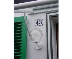 Hausnummernschild Hausnummer 61, Grund: weiß, Schrift: schwarz, 120x160mm