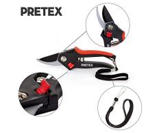 PRETEX Gartenschere mit einhändig bedienbarem Sicherungshebel, Schneideblatt mit Antihaft-Beschichtung | Garten-Schere, Reb-Schere, Reben-Schere, Weinberg-Schere, Ast-Schere