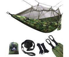 NATUREFUN Ultraleichte Moskito Netz Camping Hängematte 300kg Tragfähigkeit,(275 x 140 cm) Atmungsaktiv, schnell trocknende Nylon Enthalten 2 x Premium Karabinerhaken 4 x Nylonschlingen