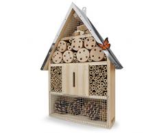 Wildlife Friend | Insektenhotel mit Zink-Dach - unbehandelt, Insektenhaus aus Naturholz für Bienen, Marienkäfer, Florfliegen & Schmetterlinge, Bienenhotel & Nisthilfe zum aufhängen, 40cm