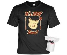 Grillset - T-Shirt Grillen + Flaschenshirt : It´s BBQ Time - Set: Funshirt + Mini Shirt Farbe: schwarz Gr: 4XL
