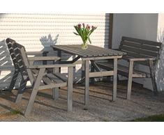 SSITG Kieferholz Gartengarnitur Garten Gartenmöbel Sitzgruppe Gartensitzgarnitur GRAU