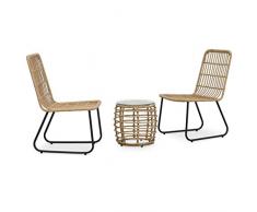 Tidyard 3-TLG.Bistro-Set Möbelset Mit geschwungenen Rückenlehnen,Barstuhl-Set Bartisch Bar-Set Mit 2 x Stühle,1 x Tisch,Barset Thekenstühle Bistrotisch Sitzgruppe,PE-Rattan