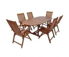 Casaria Sitzgruppe Vanamo 6+1 FSC®-zertifiziertes Eukalyptusholz klappbar 7-TLG Tisch Sitzgarnitur Holz Gartenmöbel Garten Set