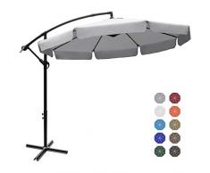 ABCCANOPY 270cm Sonnenschirm,Marktschirm Gartenschirm Terrassenschirm,Gestell Stahl,Hellgrau