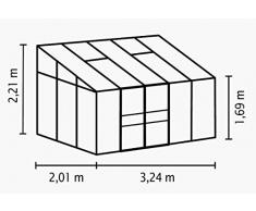 Vitavia Anlehngewächshaus Ida - Ausführung: 6500 HKP 6 mm dunkelgrün, Fläche: ca. 6,5 m², mit 2 Dachfenster, Sockelmaß: 1,90 x 3,17 m