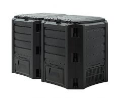 Komposter 800L 135 x 72 x 83cm witterungsbeständig Deckel klappbar Gartenkomposter Thermokomposter Schnellkomposter