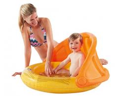 Smart Planet® Babypool mit Sonnendach - Planschbecken gelb/orange - 1-Ring Pool - Boden aufblasbar - 85 x 54 cm - Kinderpool - Mini Schwimmbecken