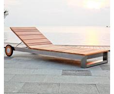 Teako Design Gartenliege Coldai Edelstahl Teak unbehandeltes Massivholz Wetterfest robust Designer Sonnenliege Teakholz