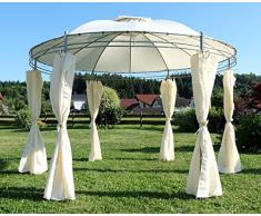 ASS Eleganter Gartenpavillon Pavillon 3,5 Meter Durchmesser rund mit Dach 100% wasserdicht UV30+ und 6 Vorhängen Marseille von