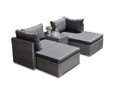 Green Spirit - Garten-Lounge/Garten-Sitzgruppe Samoa inkl. Schutzhülle - Dunkelgrau, Poly-Rattan, Wetterfest - In 3 Farben erhältlich. Die Rattan-Lounge kann in 14 Kombinationen aufgebaut Werden.