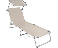 TecTake Gartenliege Sonnenliege Strandliege Freizeitliege mit Sonnendach 190cm beige