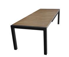 Multistore 2002 Aluminium Gartentisch ausziehbar 205/275x100cm mit Polywood-Tischplatte Gartenmöbel Schwarz/Braun