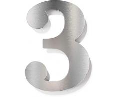 Edelstahl Hausnummer 3 – wetterfest & rostfrei – inkl. Montagematerial – Hausnummernschild – N.23.E