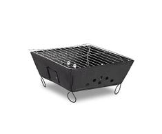 Relaxdays Outdoor Klappgrill, mobiler Campinggrill, Stahl Tischgrill HBT: 12 x 25 x 25 cm, schwarz