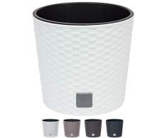 MultiProject HappyFlower Blumentopf Pflanzkübel inkl. Einsatz rund Rattan-Optik 4 Größen 4 Farben Übertöpfe (250, Weiß)
