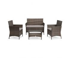 SVITA Brooklyn 2020 Gartenmöbel Poly Rattan Sitzgruppe Essgruppe Set Sofa-Garnitur Lounge (Braun)
