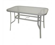 DEGAMO Gartentisch Florenz 70x120cm aus Metall + Glas, silberfarben