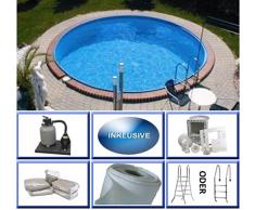 Summer Fun Stahlwandbecken Set Java Exklusiv rund ø 4,00m x 1,50m Folie 0,6mm Super Komplettset Pool Rundpool / 400 x 150 cm Stahlwandpool
