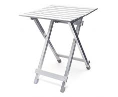 Relaxdays Klapptisch, wetterfest, Beistelltisch HBT: 61 x 49,5 x 47,5 cm für den Garten, robustes Aluminium, silber