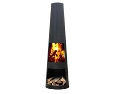 Rengo XL Gartenkamin Ø42x145 cm. Schwarz - Terrassenkamin, Terrassenofen