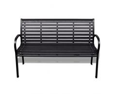 vidaXL Gartenbank 3-Sitzer 125cm WPC Stahl Sitzbank Gartenmöbel Parkbank Bank