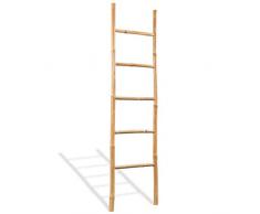 vidaXL Handtuchleiter mit 5 Sprossen Bambus 150cm Handtuchhalter Dekoleiter