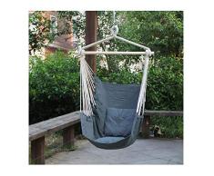 OUHUI Hängesessel Mit Querstrebe, Hängestuhl Bis 150 Kg Belastbar,Hängesitz Sitz-Hängematte, 100 X 130cm,360° Swivel Hängeschaukel