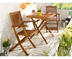 DaMi Balkonset Terassen Set Bistroset FSC Balkonmöbel 2X Klappsessel + 1x Tisch 70x70cm (Natur)