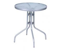 Mojawo Balkontisch Bistrotisch Glasplatte und pulverbeschichtetes Metallgestell Rund Ø 60 H70cm Silberfarben Gartentisch Glastisch
