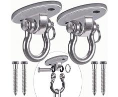 Besthouse Zwei Stücke SUS304 Edelstahl Schwerlast Deckenhaken Premium Hängematten Haken, 4 Schraube für Holz Sets, Yoga Hängematte Stuhl Sandsack, Wand-Haken, Decken-Haken, Traglast bis 900Kg