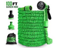Sporgo Flexibler Gartenschlauch 30M 100FT Flexischlauch Schlauch Dehnbar Erweiterungs Gartenschläuche Brause Düse mit 7 Funktionen Garten Handbrause für Hof Autowäsche Gartenbewässerung