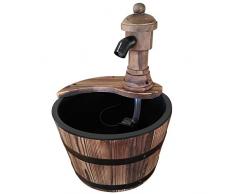 Outsunny Gartenbrunnen Springbrunnen Zierbrunnen Fassbrunnen Wasserfall Holzeimer Tannenholz + Metall Naturholz Ø27 x 37 cm