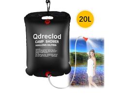 Qdreclod Campingdusche Solardusche Tasche, 20L Tragbare Solar Gartendusche Outdoor Warmwasser Dusche Reisedusche mit Duschkopf, Schlauch, Griffstange und Seil zum Aufhängen