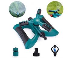 Surhomic Rasensprenger, 360 ° 3-Arm Drehbar Garten Wasser System, Rasensprenger Bewässerungssystem Automatisches DREI-Düsenköpfe Garten Sprinkler System für Rasen, Pflanzen, Blumen, Gemüse