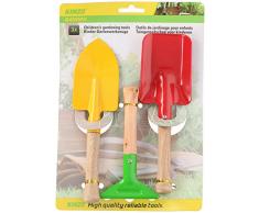 3 tlg. Gartenset - Schaufel - Rechen - Spaten - aus Holz und Metall - für Kinder und Erwachsene - Gartengeräte , Sandkastenspielzeug, Gartenwerkzeug - stabile Gartengerät