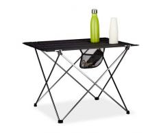 Relaxdays Campingtisch klappbar, mit Tasche, leicht, Outdoor Klapptisch Camping, HBT 51x73,5x54,5cm, Aluminium, schwarz