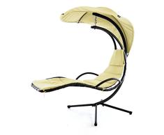 Nexos ZGC34351 Schwebeliege Beige Schwingliege Relaxliege Hängeliege Sonnenliege Hängeschaukel Inklusive Sonnenschirm