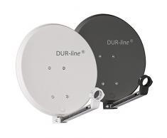 DUR-line DSA 40cm Anthrazit + Quad LNB - 4 Teilnehmer Set, Hochleistungs Hart-Aluminium Spiegel - [Sat-Antenne, Satellitenschüssel, Camping, Balkon, Mini, Boot]